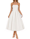 Strapless Midi Dress for Wedding Guests