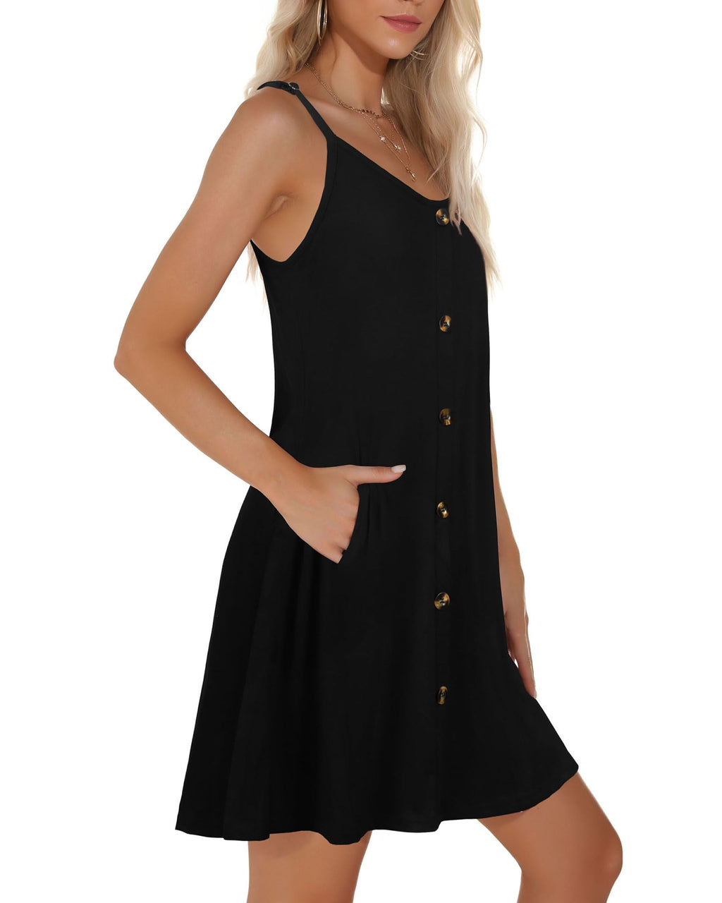 JOELLYUS Summer Dresses for Women Spaghetti Strap Button Down Casual Sundress Beach Cover Up Dress with Pockets 2026