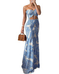 Floral Halter Ruched Dress for Wedding Guests