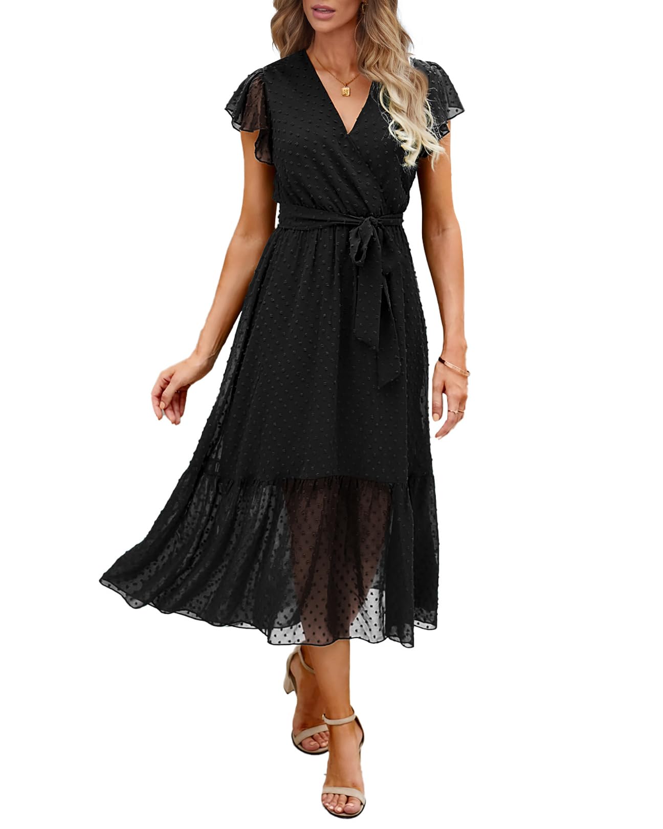 Floral Boho V-Neck Midi Dress for Summer Vacation