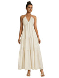 Boho Halter Maxi Dress for Wedding Guests