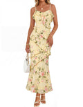 Floral Sleeveless Bodycon Maxi Dress for Wedding Guests