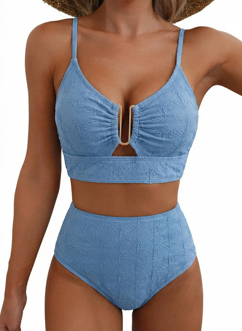 High-Waisted U-Wire Cutout Bikini Set