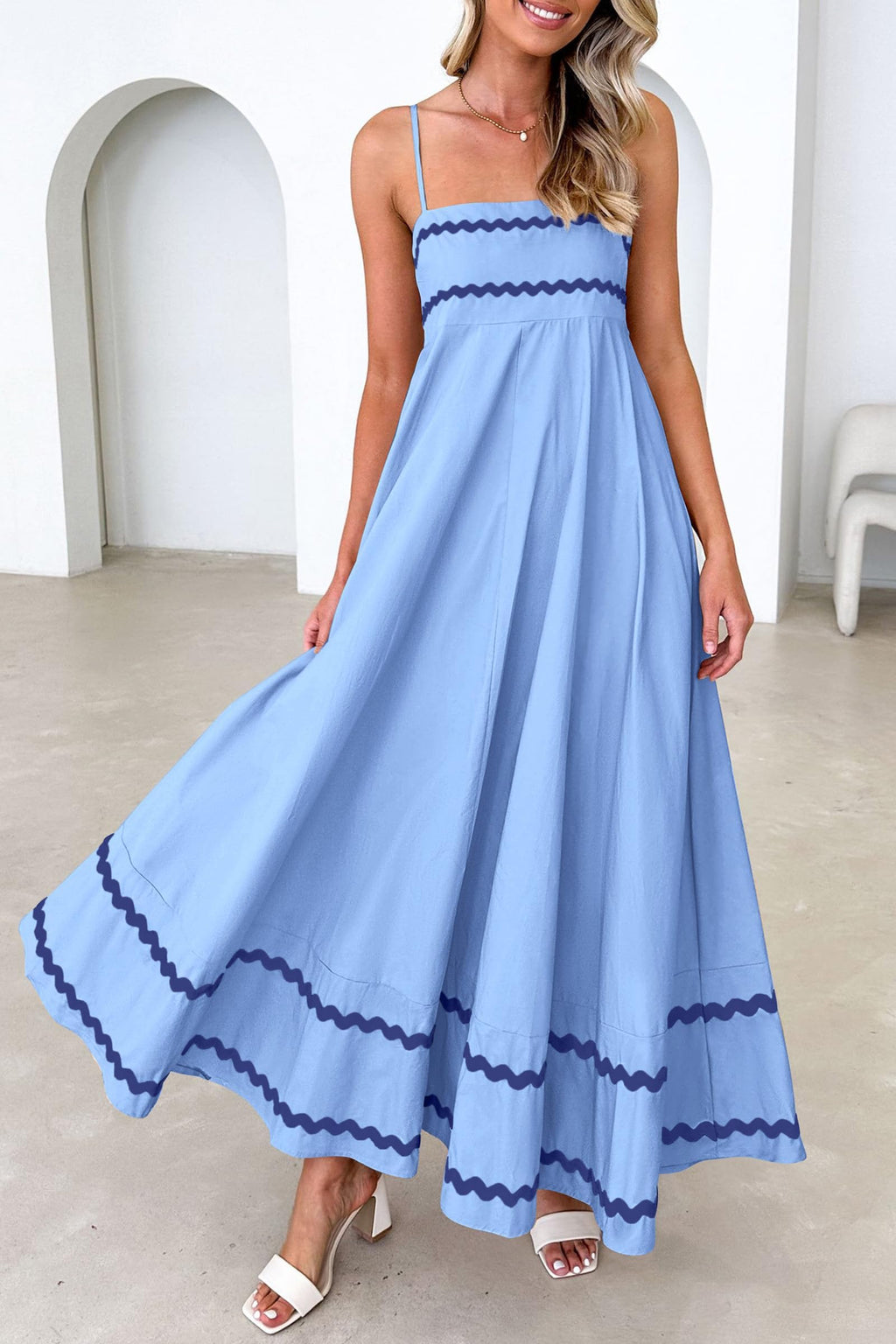 PRETTYGARDEN Women's 2026 Summer Flowy Maxi Dress Casual Sleeveless Spaghetti Strap Ruffle Beach Long Dresses