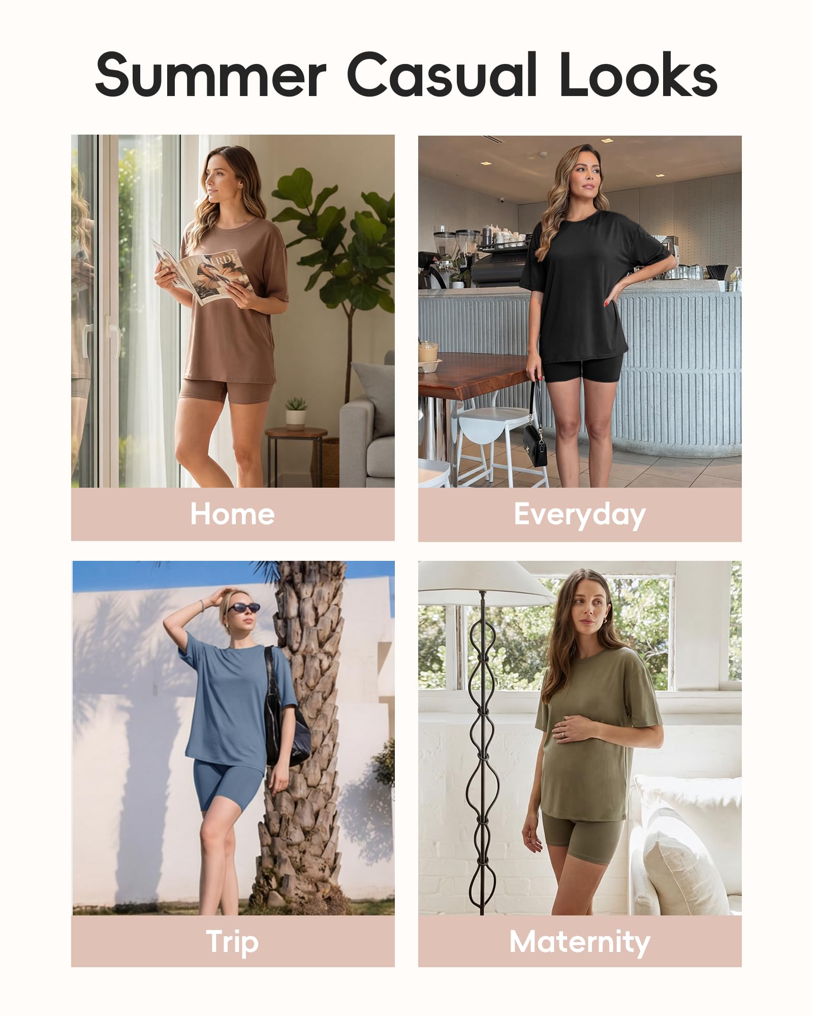 ZOOSIXX 2 Piece Sets for Women Summer - Oversized T-Shirt and Biker Shorts Lounge Sets Matching Outfit for Travel Casual