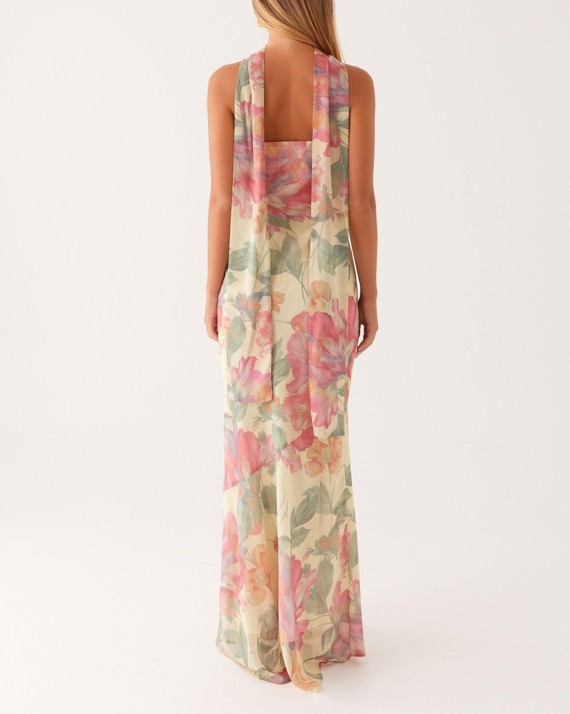 Women Strapless Floral Dress with Sarf Mesh Tube Maxi Dress Summer Cocktail Wedding Guest