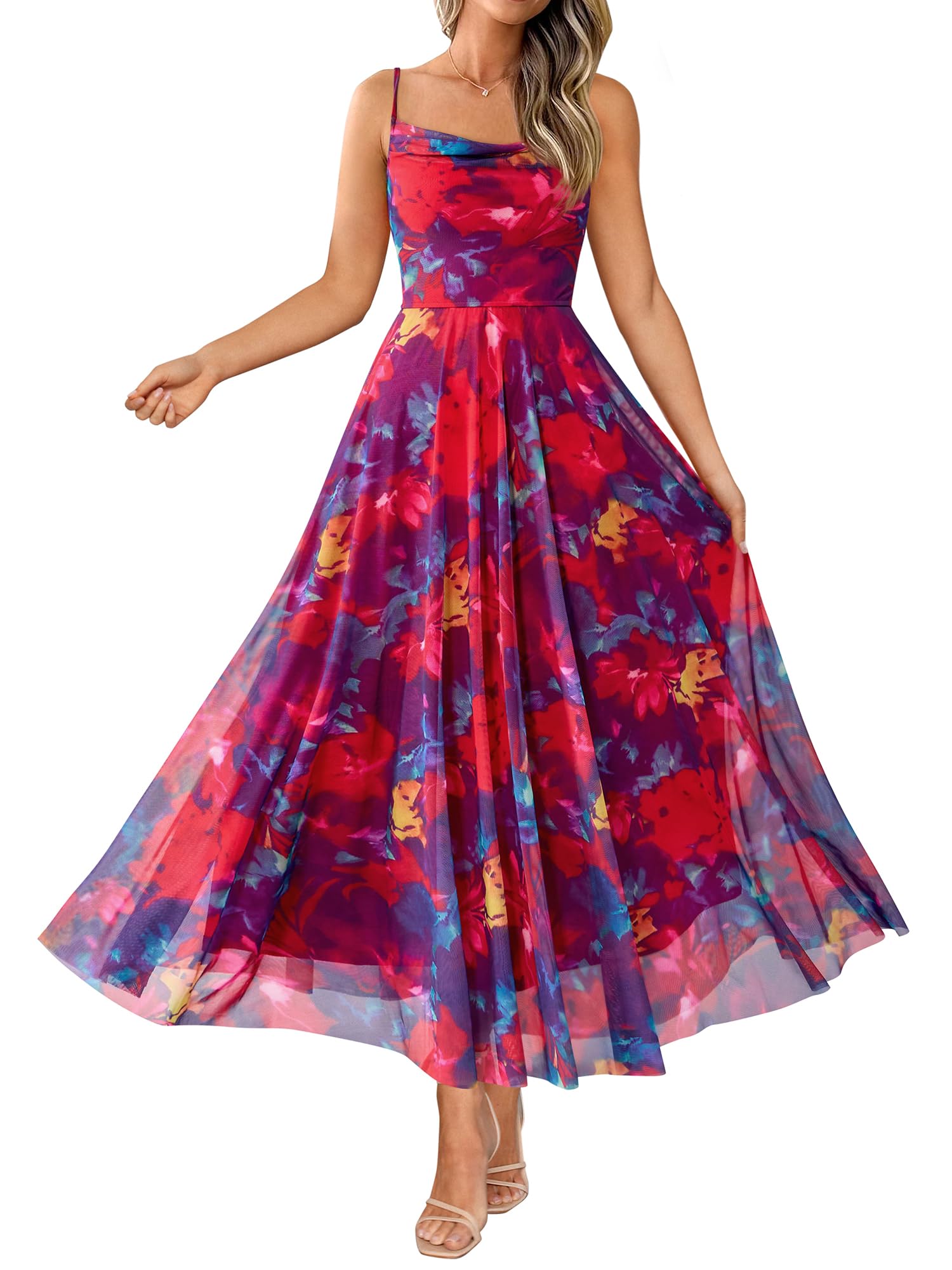 Floral Sleeveless Maxi Dress for Wedding Guests