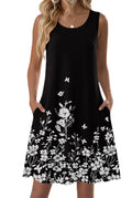 Floral Sleeveless Dress for Summer Vacation