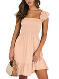 Boho Square-Neck Sleeveless Dress for Summer Vacation