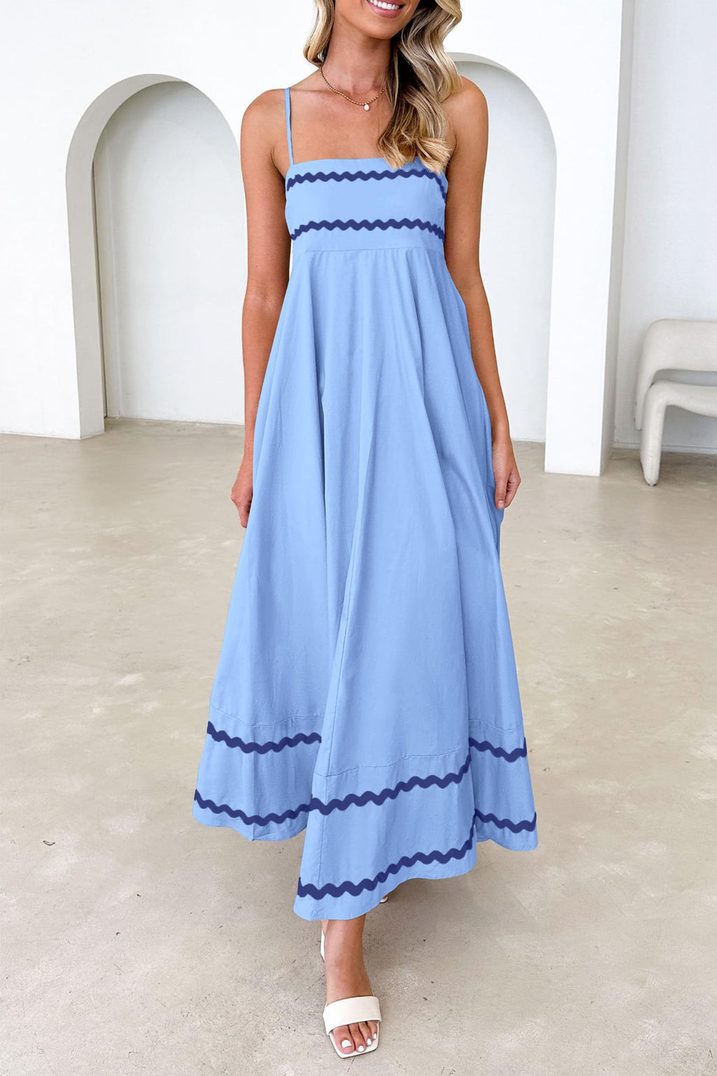 PRETTYGARDEN Women's 2026 Summer Flowy Maxi Dress Casual Sleeveless Spaghetti Strap Ruffle Beach Long Dresses
