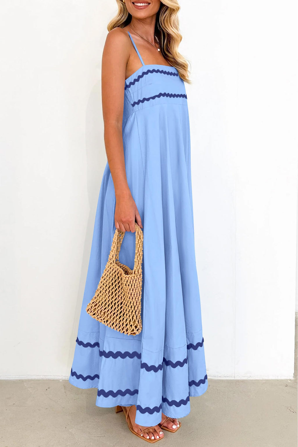 PRETTYGARDEN Women's 2026 Summer Flowy Maxi Dress Casual Sleeveless Spaghetti Strap Ruffle Beach Long Dresses