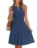 V-Neck Sleeveless Mini Dress for Summer Vacation - White