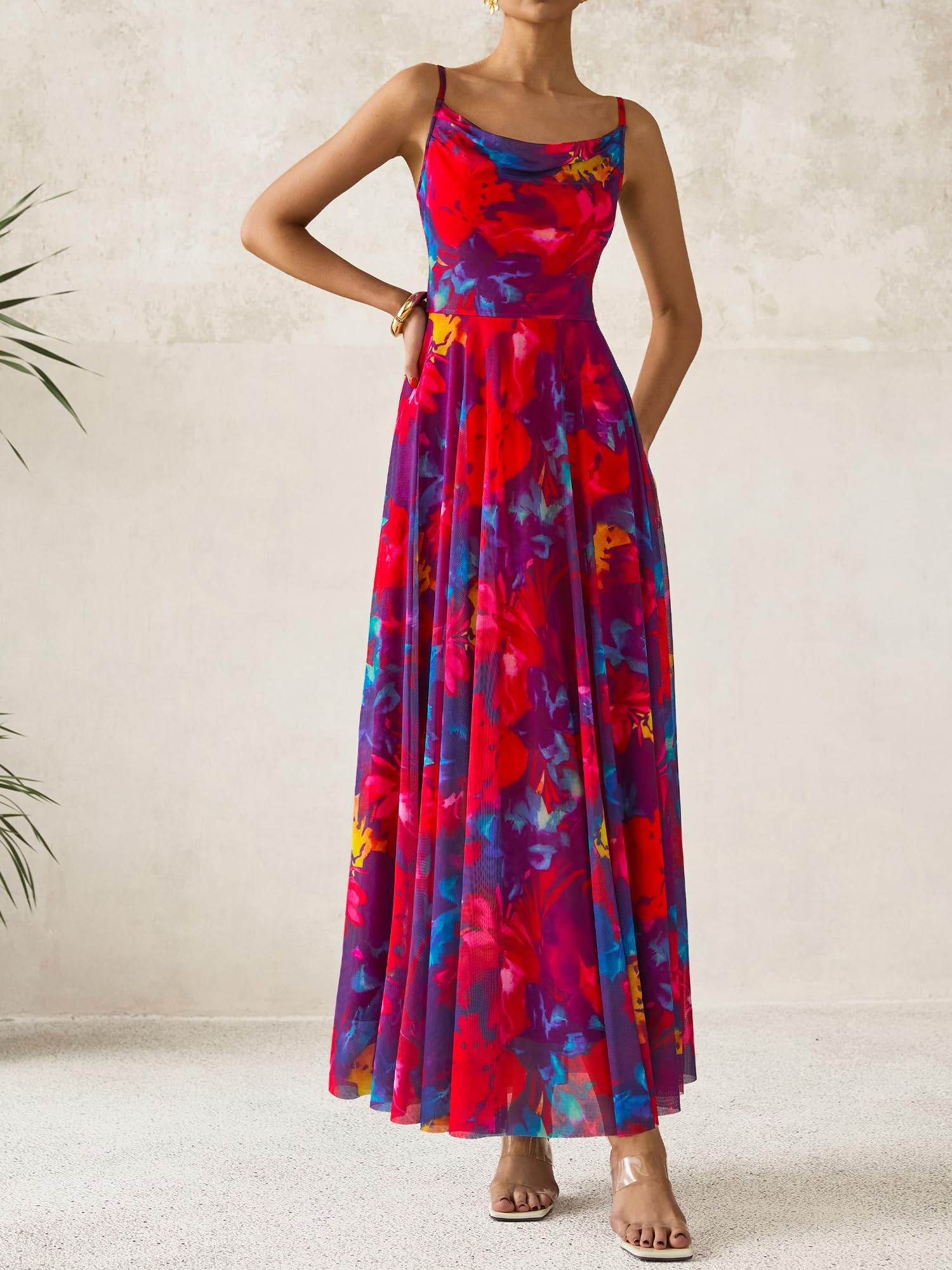 BTFBM Women Summer Floral Maxi Dresses Elegant Spaghetti Strap Dress Printed Party Dress Beach Long Dresses
