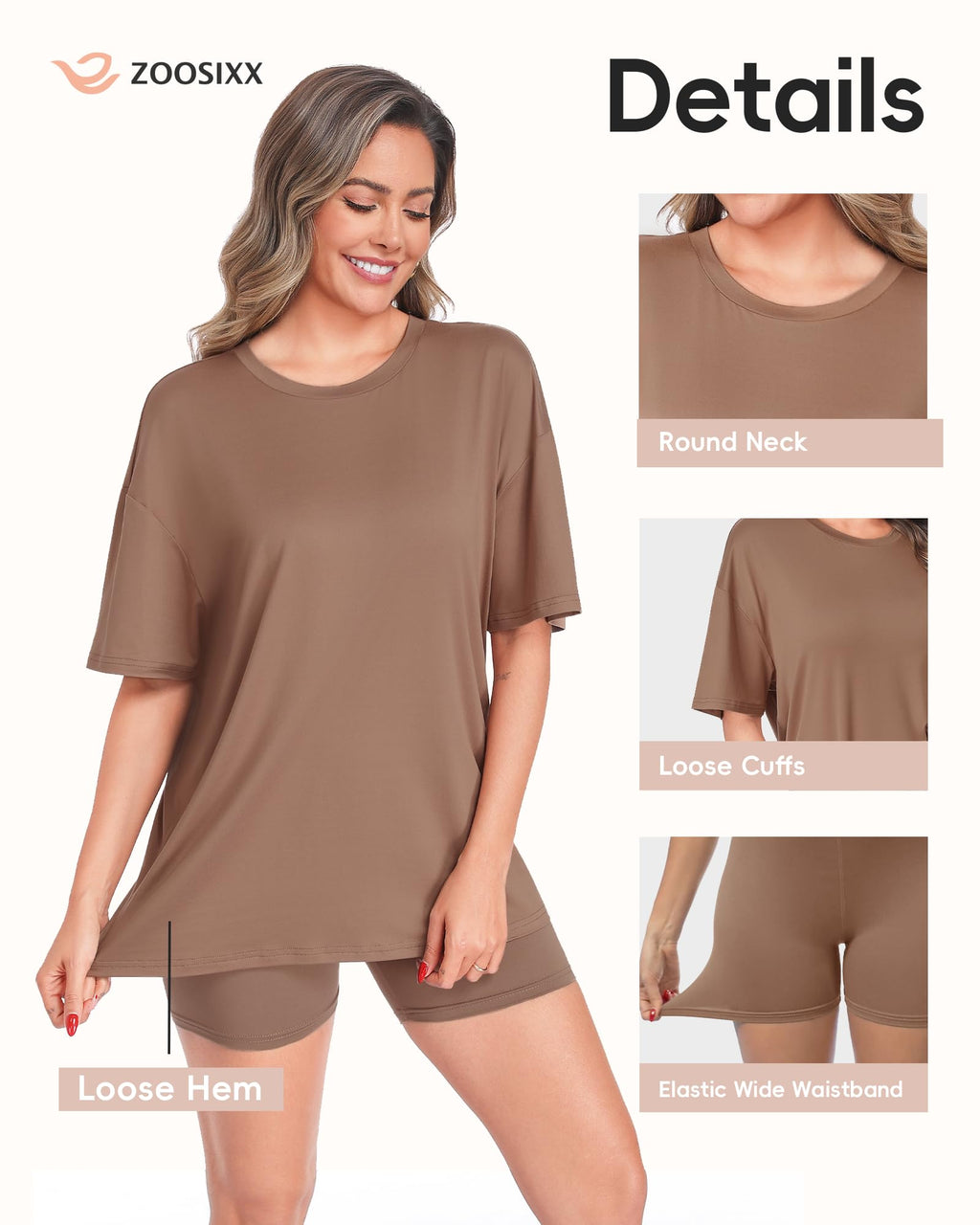ZOOSIXX 2 Piece Sets for Women Summer - Oversized T-Shirt and Biker Shorts Lounge Sets Matching Outfit for Travel Casual