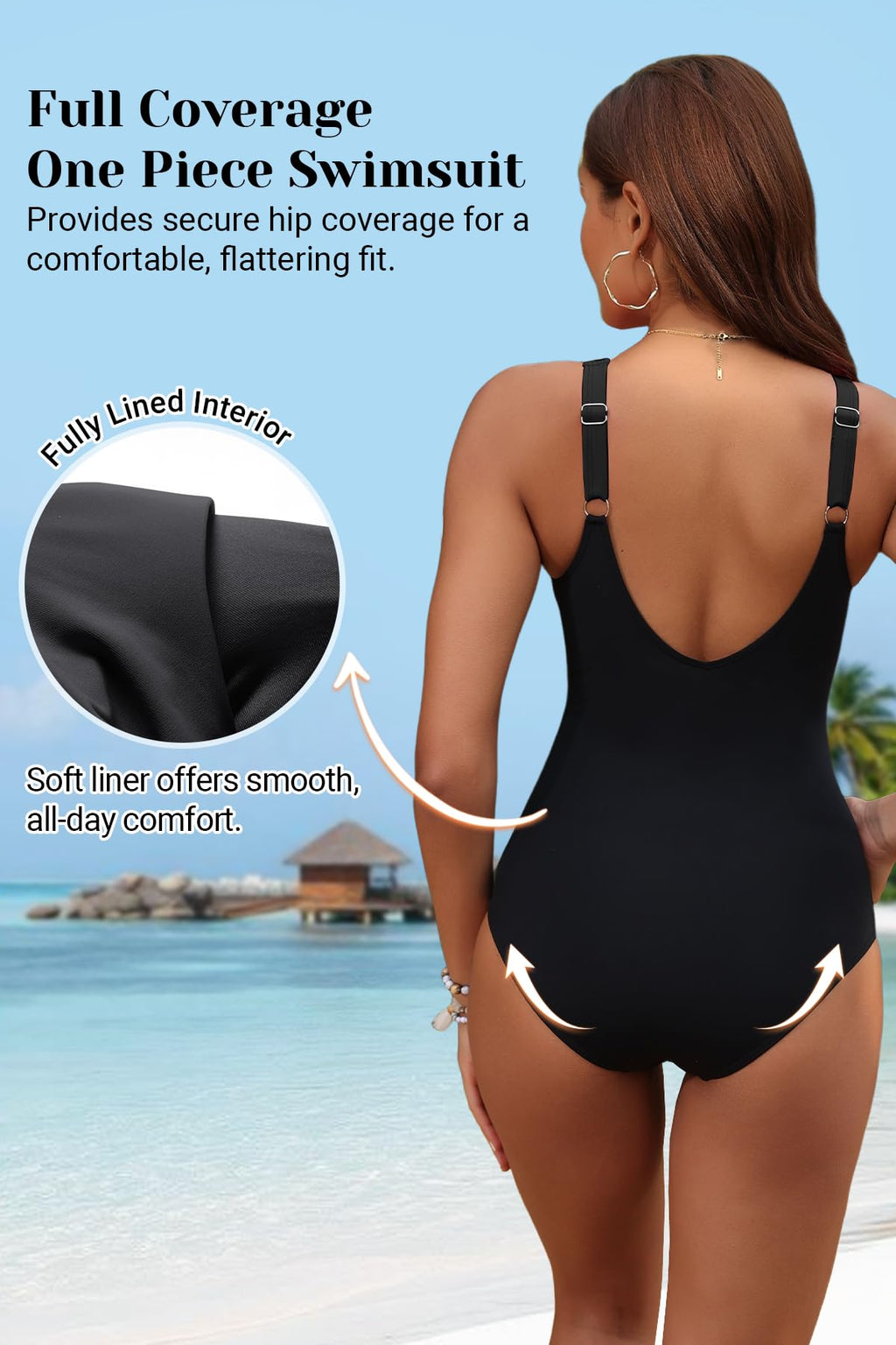 Holipick Women Tummy Control One Piece Swimsuit - Push Up Bathing Suit Full Coverage Slimming Swimwear