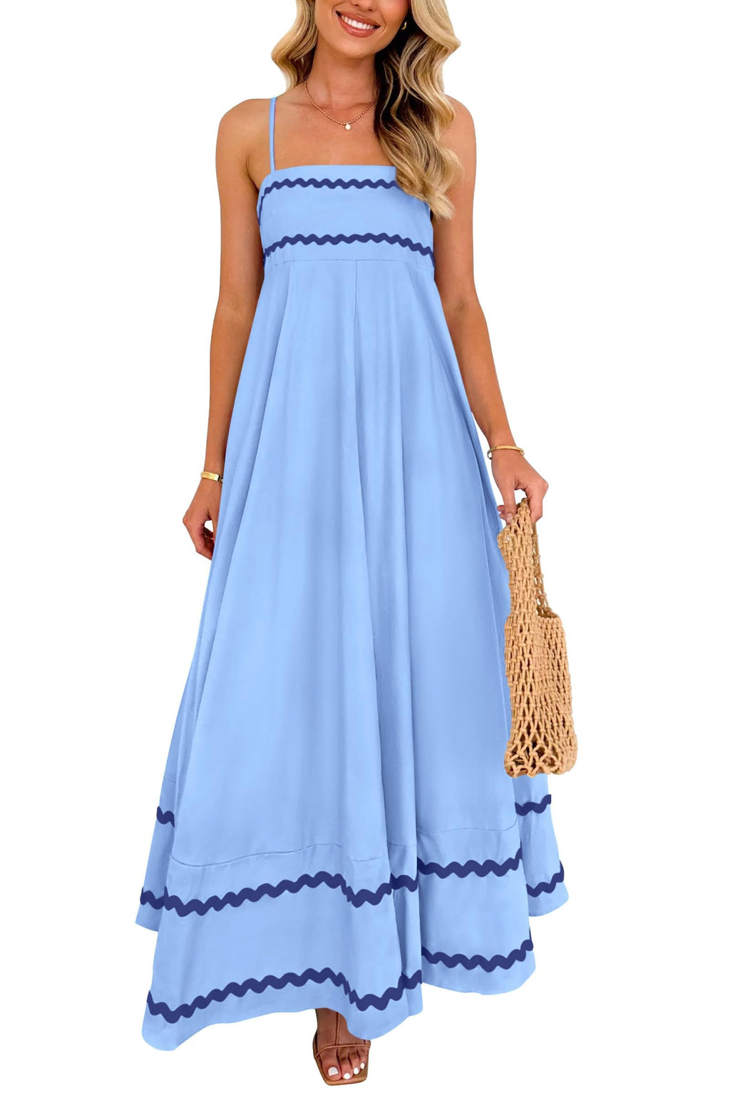 Sleeveless Ruffle Maxi Dress for Summer Vacation
