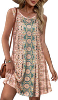 Floral Boho Sleeveless Dress for Summer Vacation