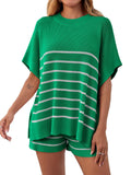 Striped Knit Shorts Set