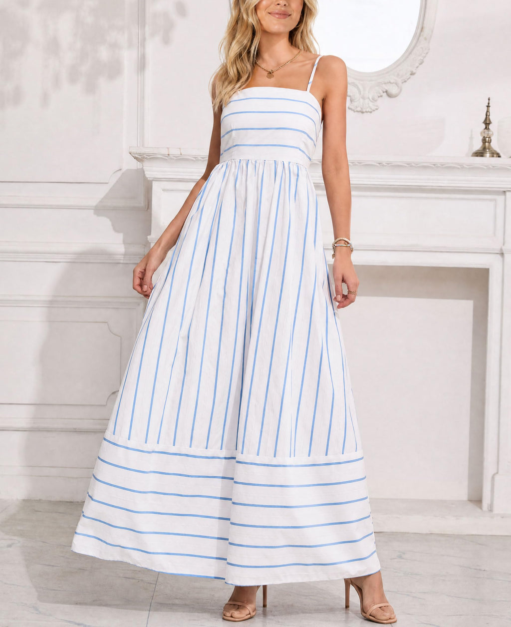 Sleeveless Smocked Cutout Maxi Dress