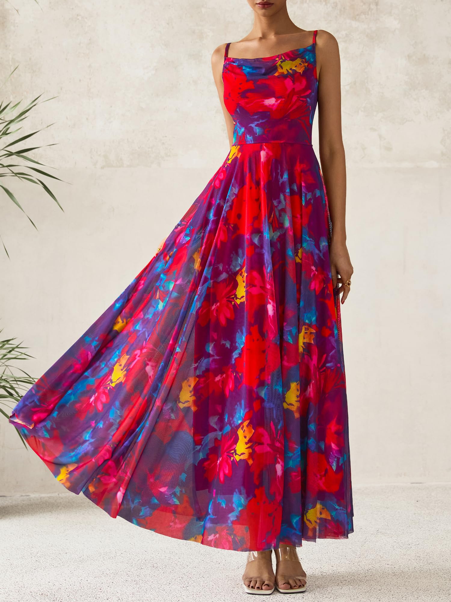 BTFBM Women Summer Floral Maxi Dresses Elegant Spaghetti Strap Dress Printed Party Dress Beach Long Dresses