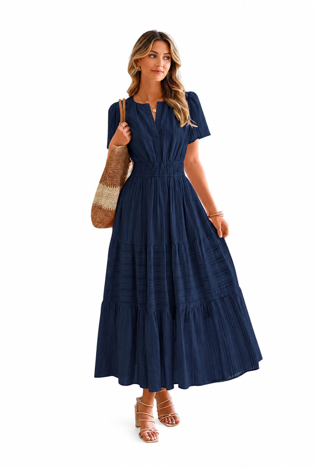 Rhea V-Neck Boho Midi Dress