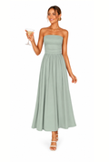 Fleur Strapless Ruched Midi Dress