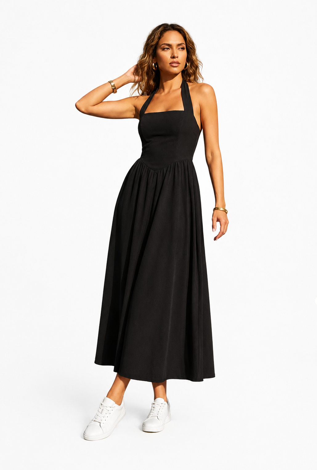 Gemma Strapless Halter Midi Dress