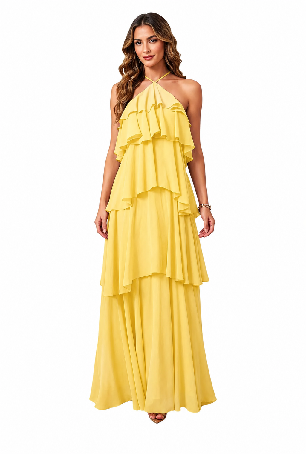 Liana Halter Ruffle Maxi Dress