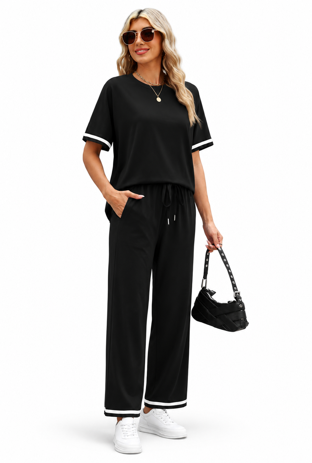 Amelie Black Two Piece Lounge Set