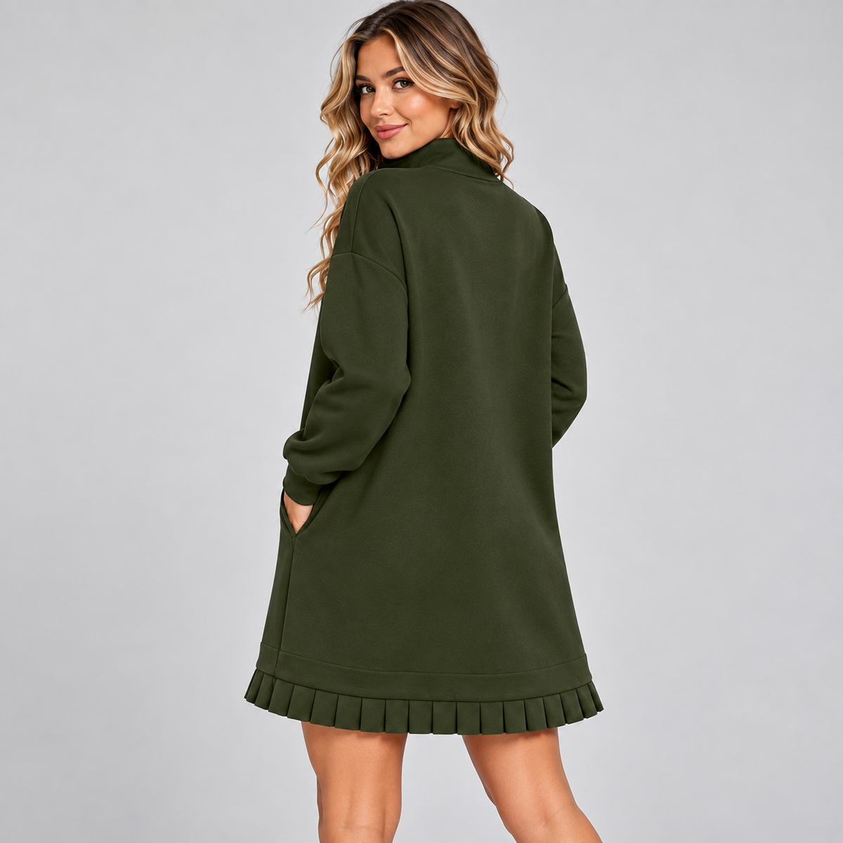 Valeria Quarter-Zip Shirt Dress