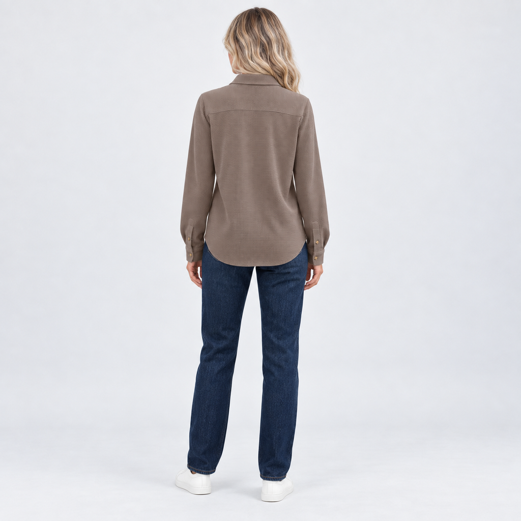 Rosa Waffle Knit Button-Down Sweater